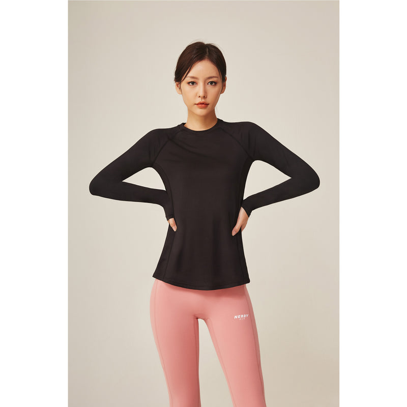 [NERDY FIT] Slim Touch Long Sleeve T-shirt Navy