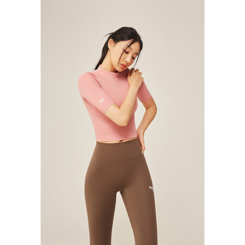[NERDY FIT] Slim Cotton Cropped Top Pink